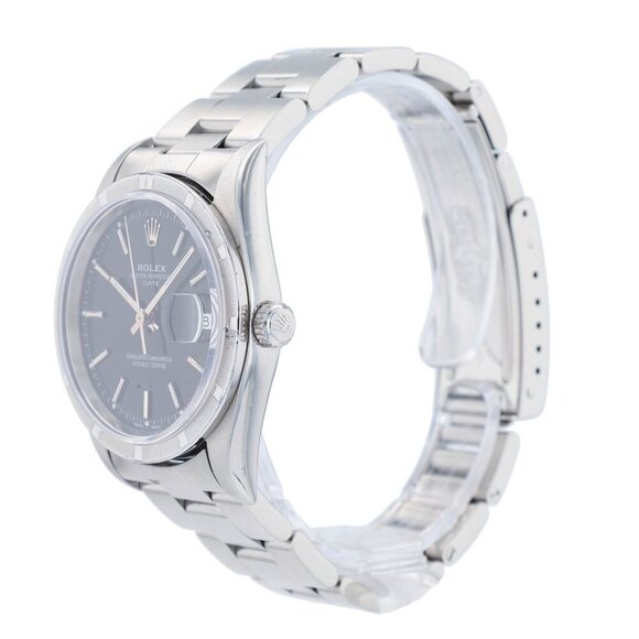 Rolex Date 15210 34mm Black Index Dial Engine-Turned Bezel Oyster Watch main image 4